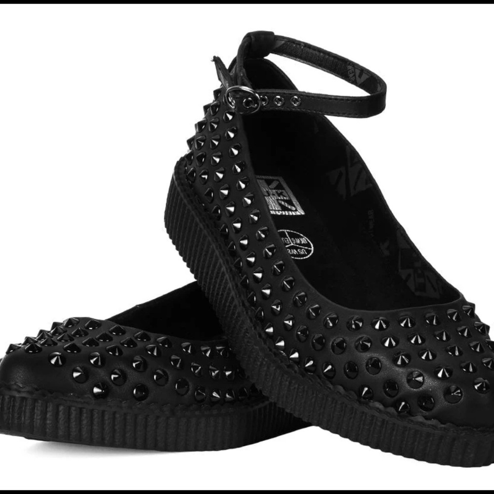 T.U.K Black Studded Platform Shoes 9